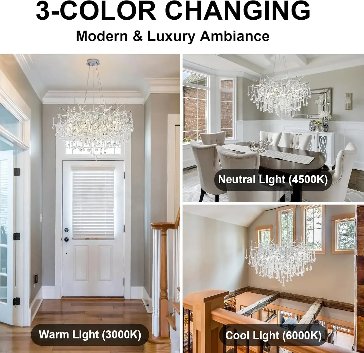 Black oval branch shaped crystal chandelier