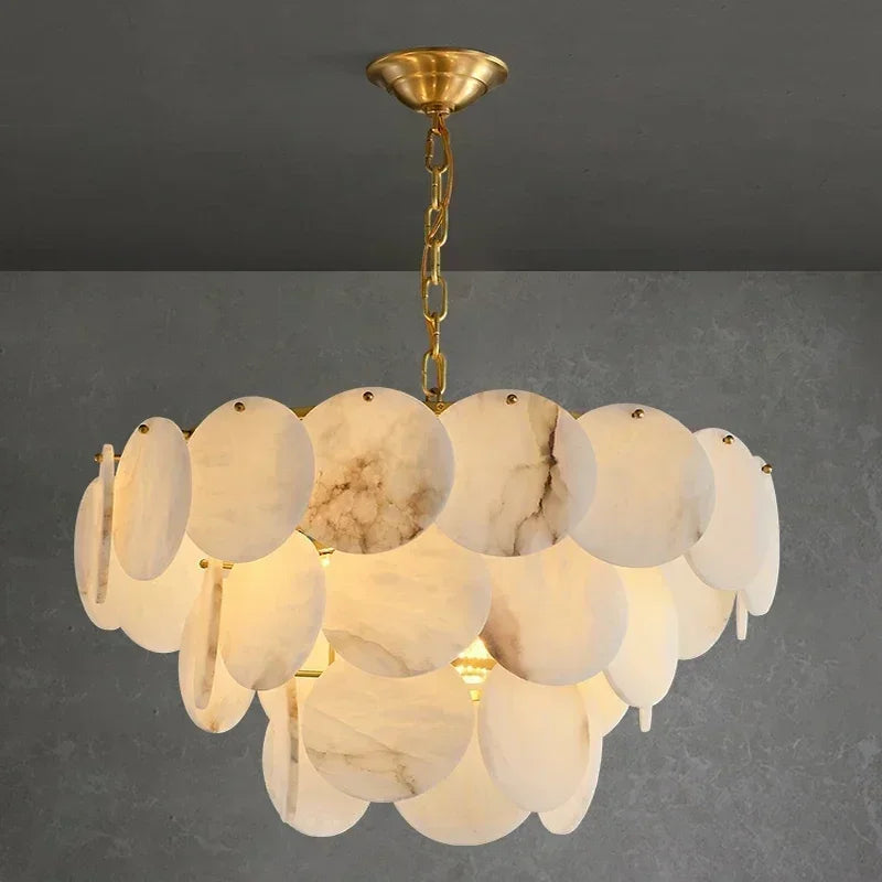 Natural Marble LED Dimmable Ceiling Chandelier