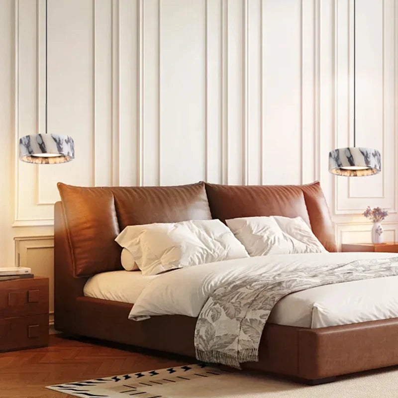 Luxury Black Round Natural Stone Pendant Lamp