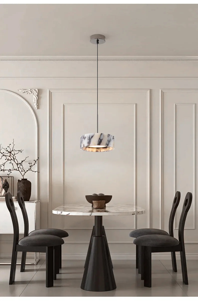 Luxury Black Round Natural Stone Pendant Lamp