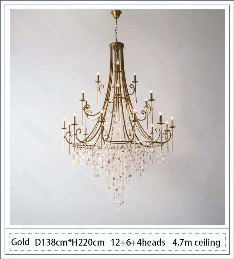 American style duplex crystal chandelier villa living room staircase light