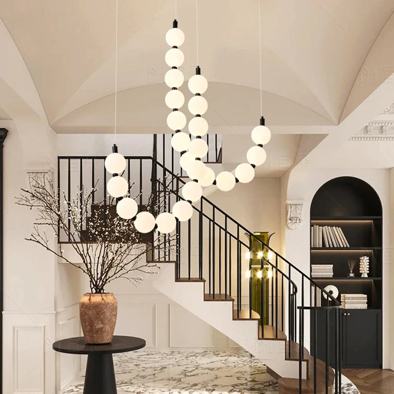 Modern minimalist white glass living room LED pendant light