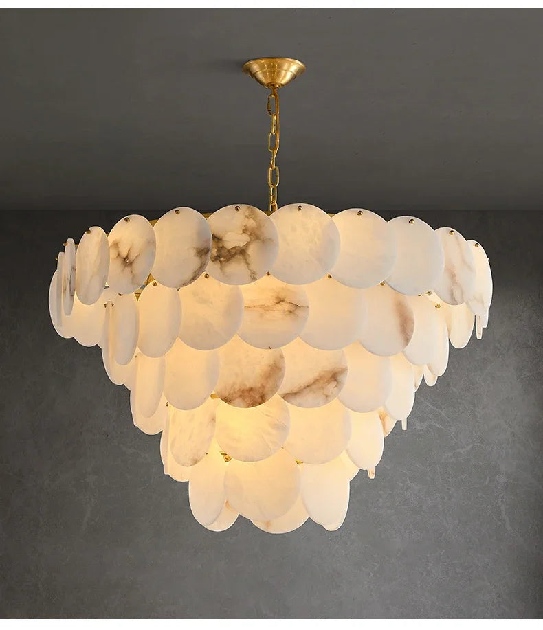 Natural Marble LED Dimmable Ceiling Chandelier