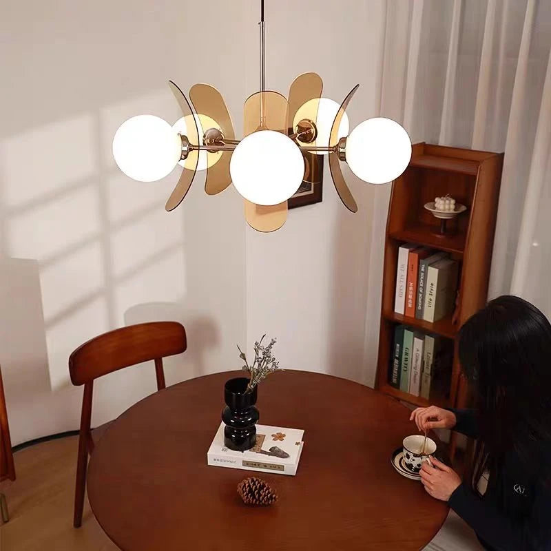 Retro Lustrous Glass Ceiling Dining Room Chandelier
