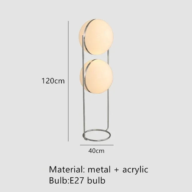 chrome metal white acrylic ball floor lamp