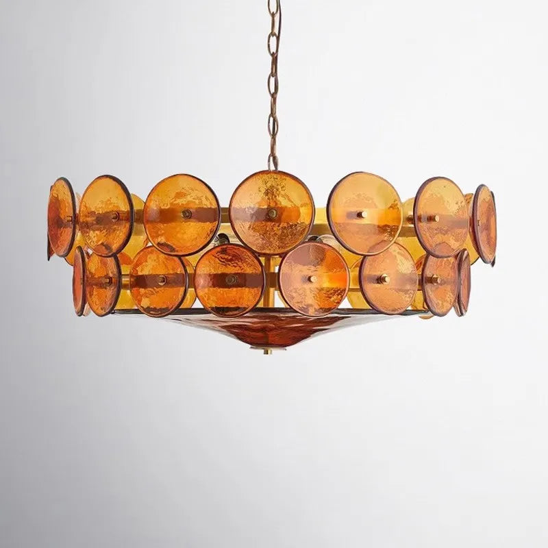 French Murano retro brown glass living room pendant light