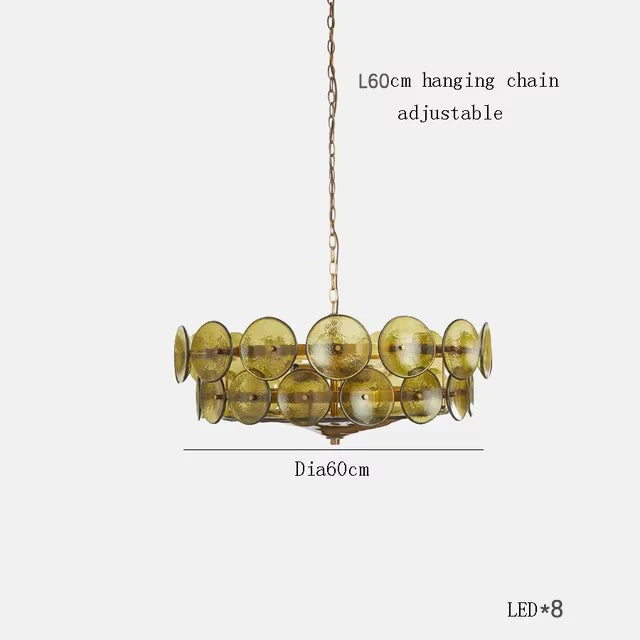French Murano retro brown glass living room pendant light