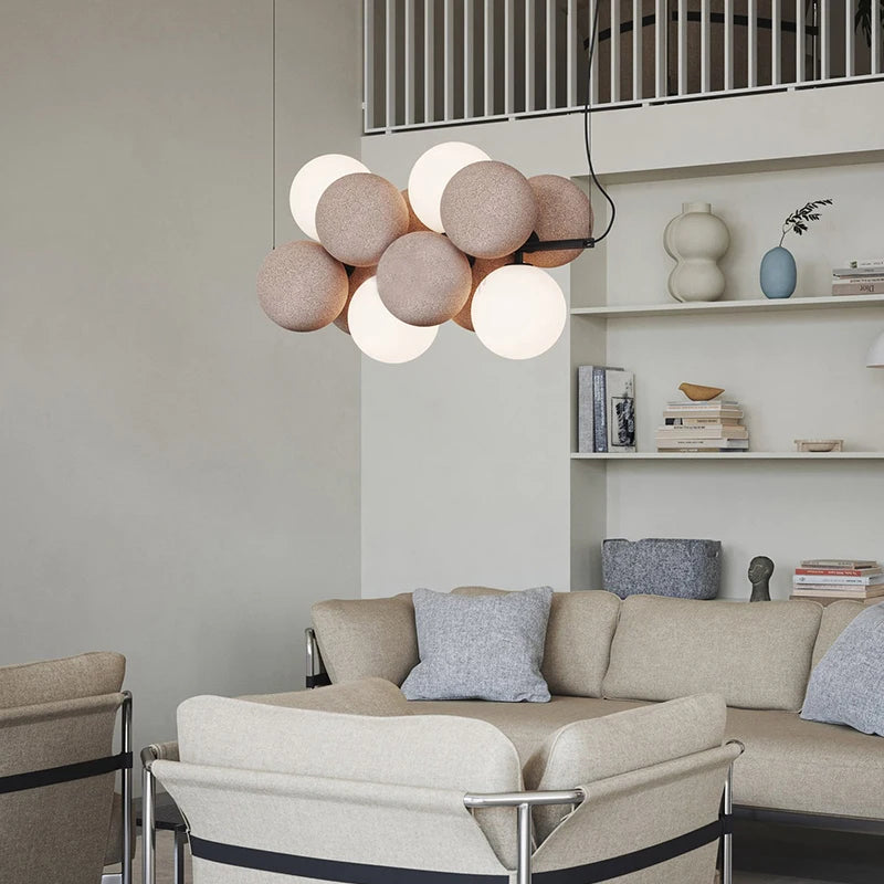 Nordic Light Luxury Designer Flannelette Ball Chandelier