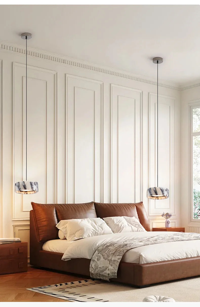 Luxury Black Round Natural Stone Pendant Lamp