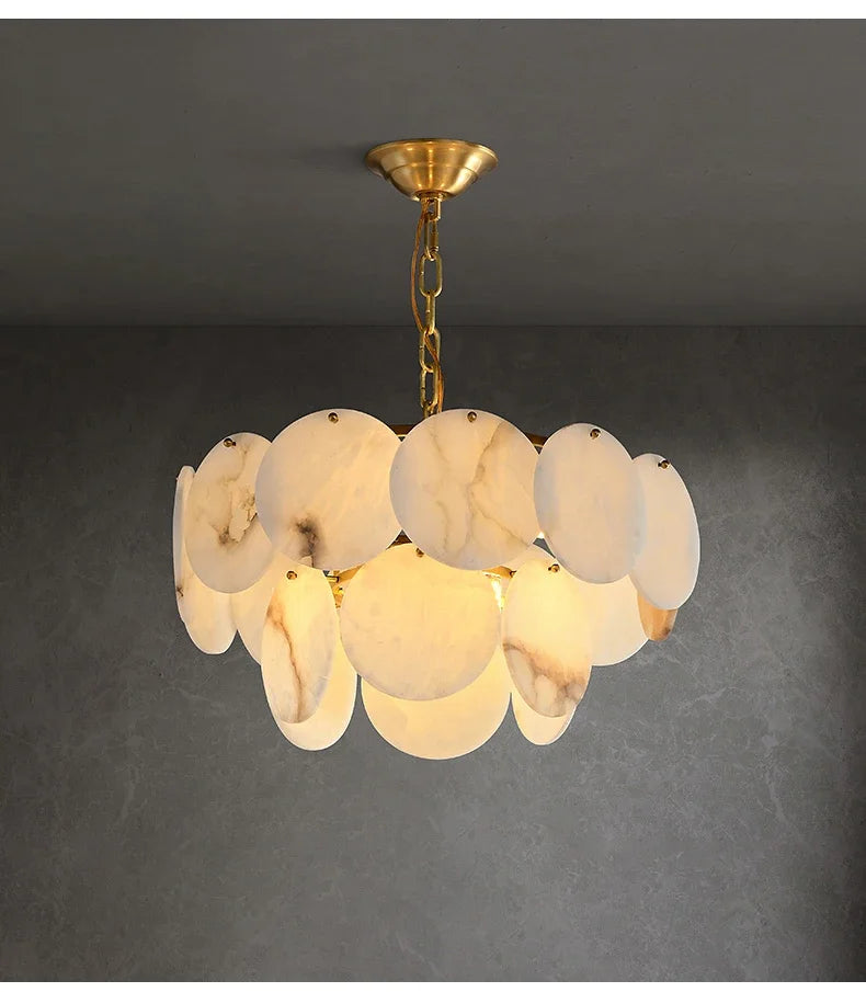 Natural Marble LED Dimmable Ceiling Chandelier