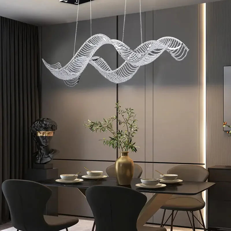 New Style Restaurant Chandelier Modern Light Luxury Island Table Bar Chandelier French Crystal Chandelier Indoor Lighting Lamp