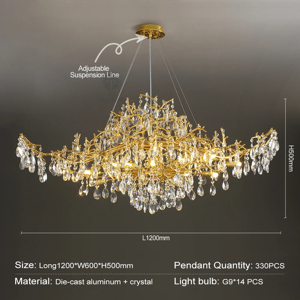 Branch shaped crystal living room chandelier