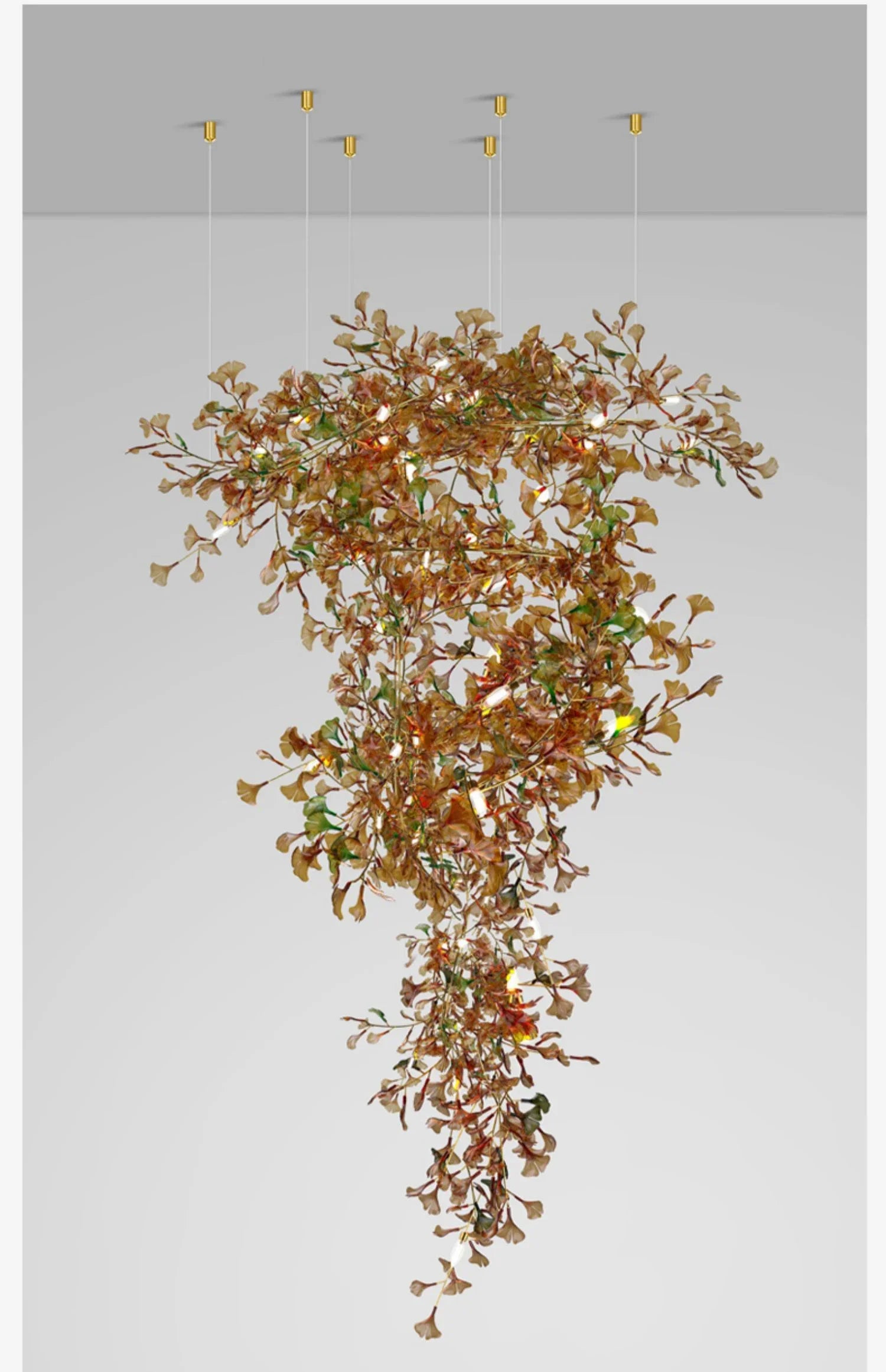 Green/Brown Ginkgo Leaf Restaurant chandelier