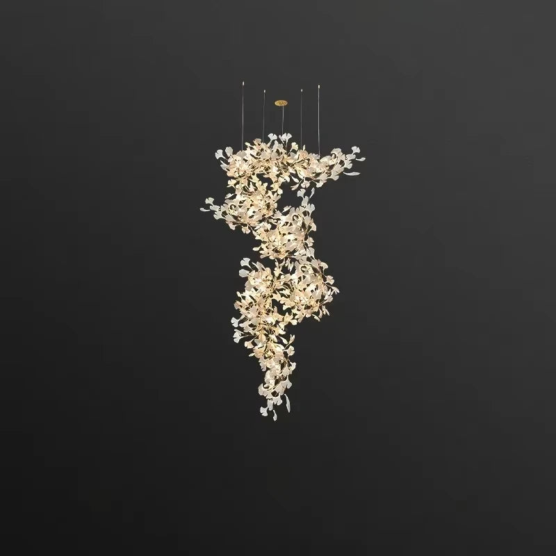 Green/Brown Ginkgo Leaf Restaurant chandelier