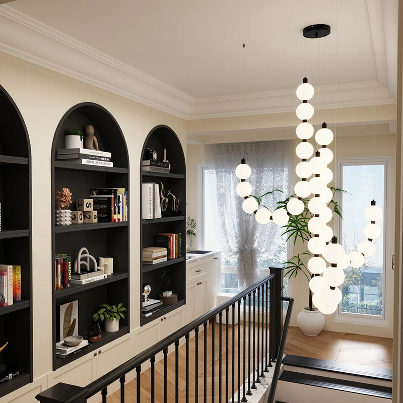 Modern minimalist white glass living room LED pendant light