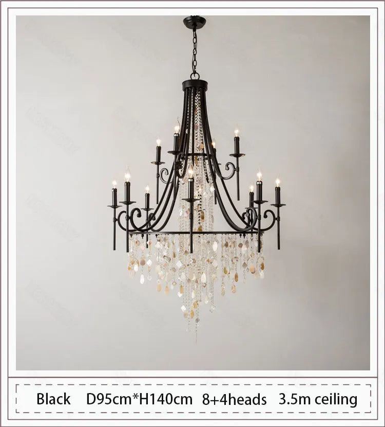 American style duplex crystal chandelier villa living room staircase light