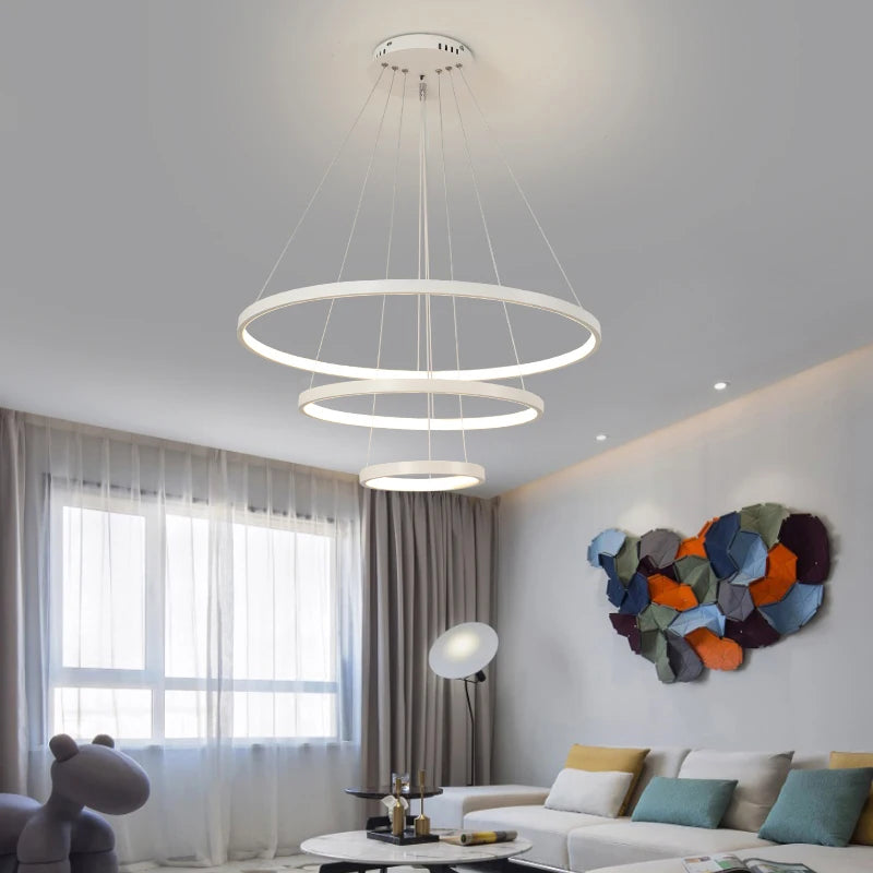 Modern LED villa living room wrought iron chandelier
