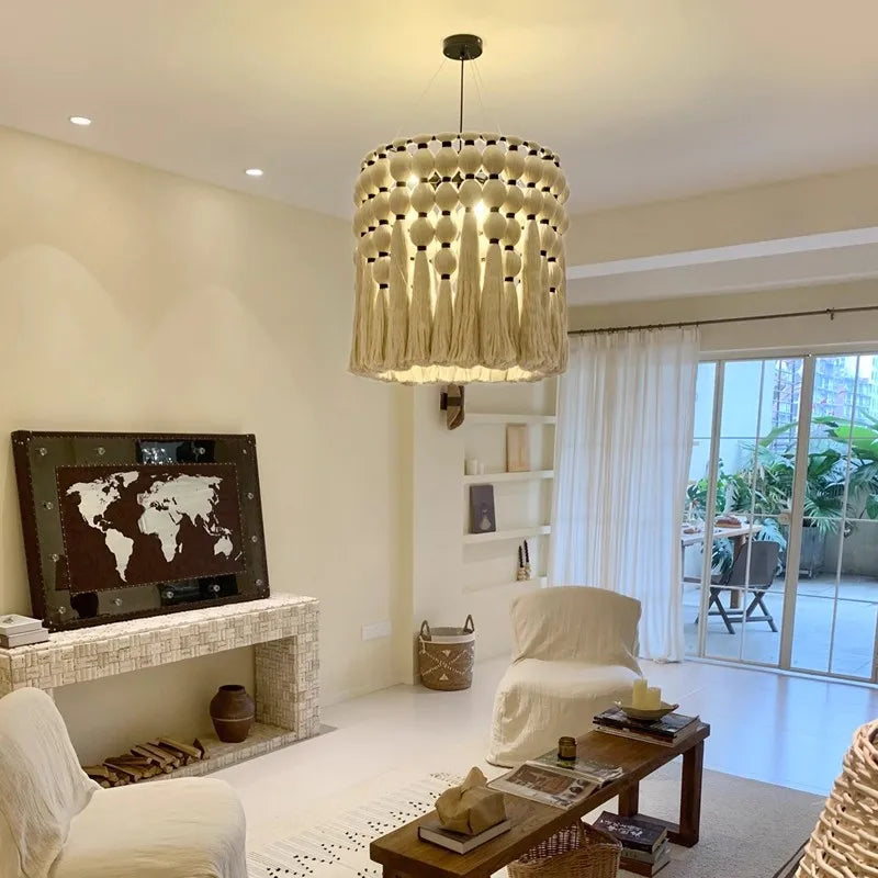 French retro creative tassel lighting fixtures living room lights