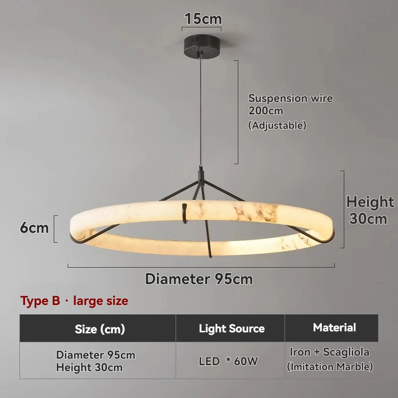 Minimalist artificial marble lamp living room LED pendant light