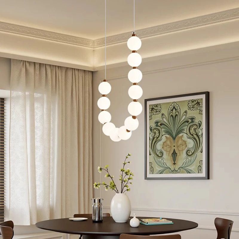 Modern minimalist white glass living room LED pendant light