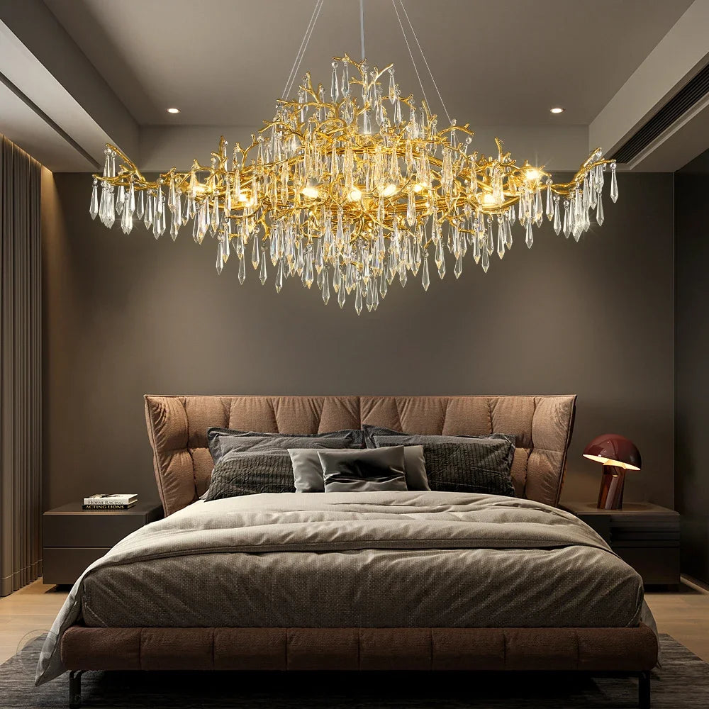 Branch shaped crystal living room chandelier