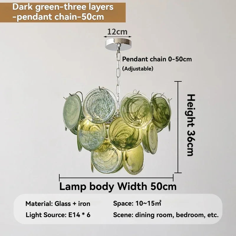 Murano Dark Green Glass Pendant Light