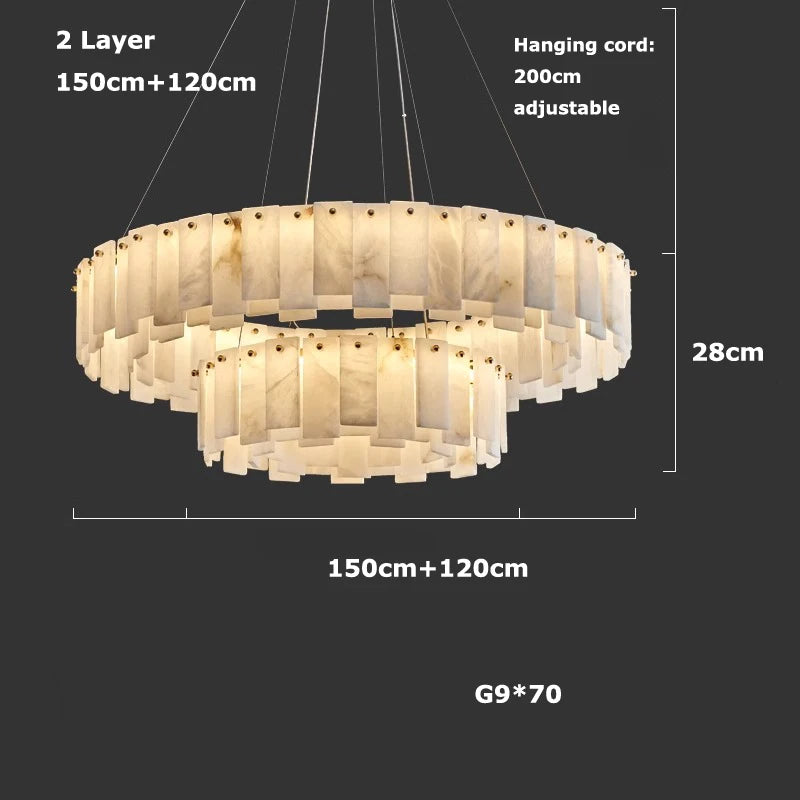 Layered Alabaster Statement Chandelier