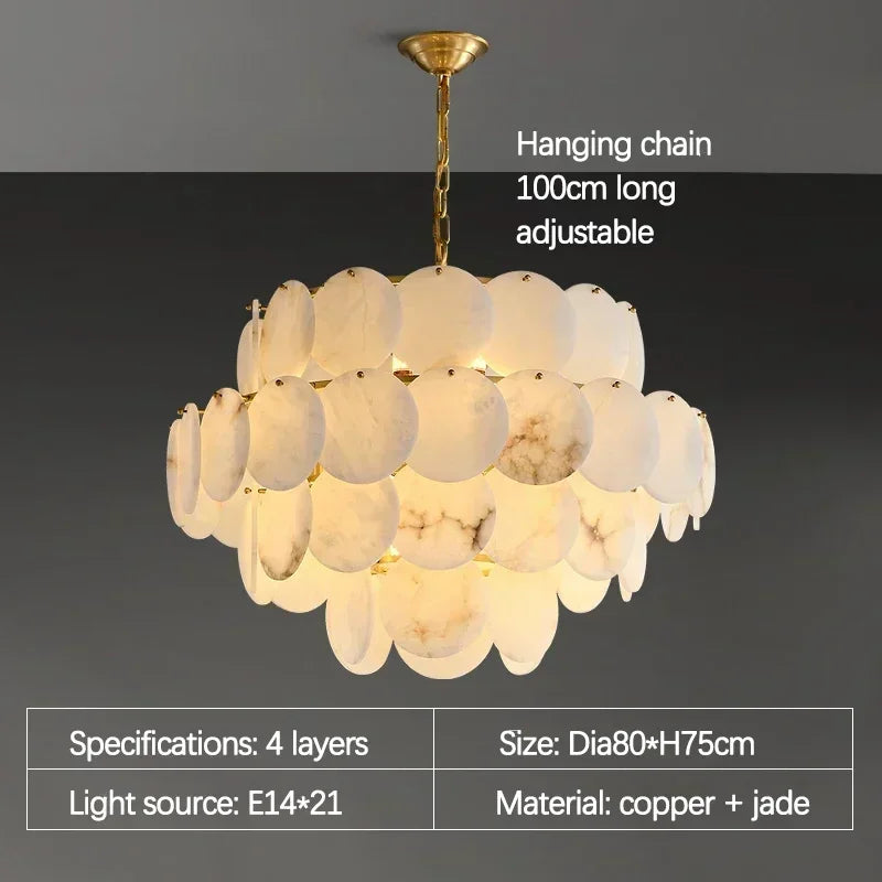 Natural Marble LED Dimmable Ceiling Chandelier