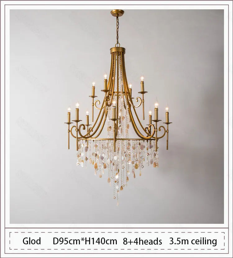 American style duplex crystal chandelier villa living room staircase light