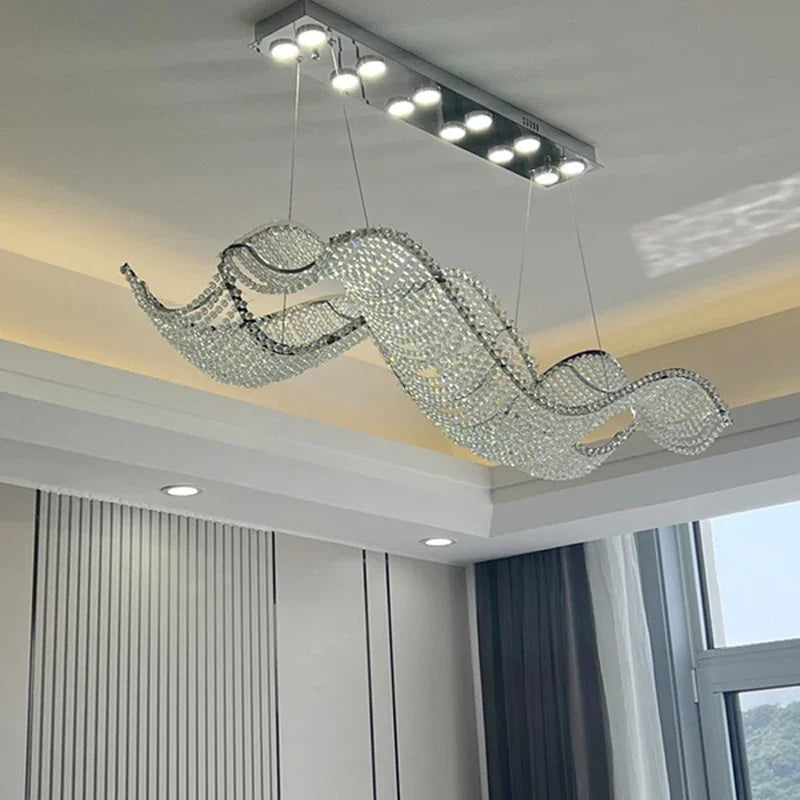 New Style Restaurant Chandelier Modern Light Luxury Island Table Bar Chandelier French Crystal Chandelier Indoor Lighting Lamp