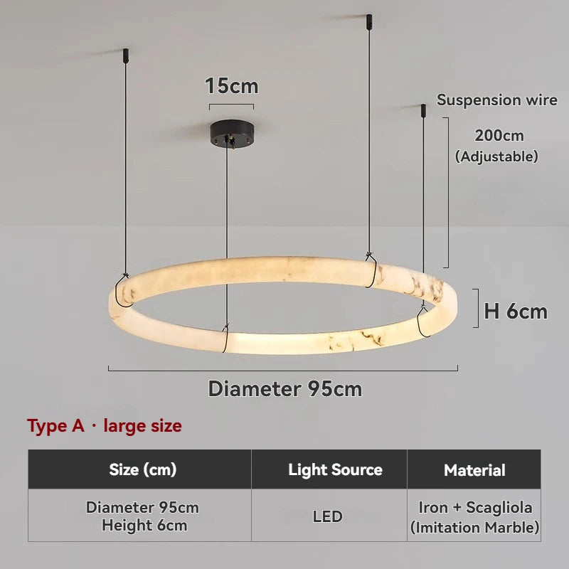 Minimalist artificial marble lamp living room LED pendant light