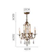 Retro Gold Crystal Chandelier Light Luxury Hanging Light Fixtures Suspension LED Lustres Home Lighting