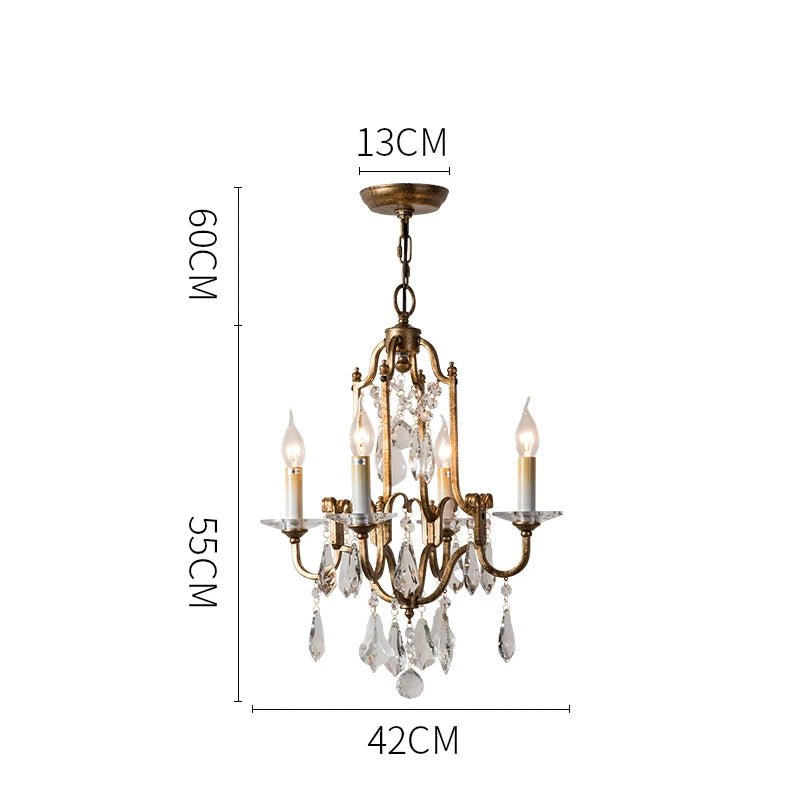 Retro Gold Crystal Chandelier Light Luxury Hanging Light Fixtures Suspension LED Lustres Home Lighting