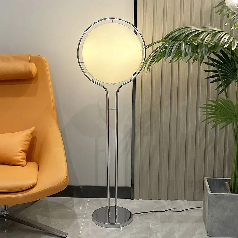 chrome metal white acrylic ball floor lamp