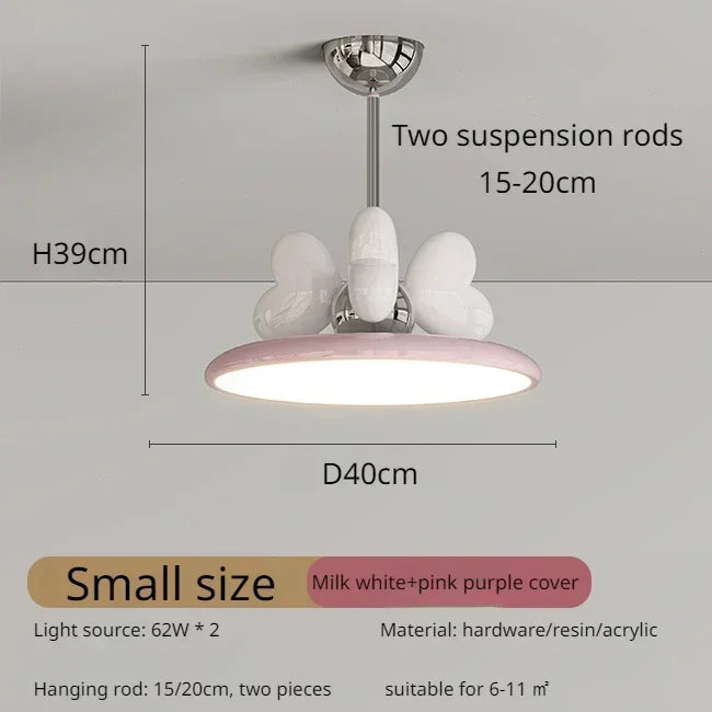 Nordic Minimalist Ceiling Chandelier French Cream Style Led Hanging Lamp for Children's Room Bedroom Home Decor Lighting Fixture