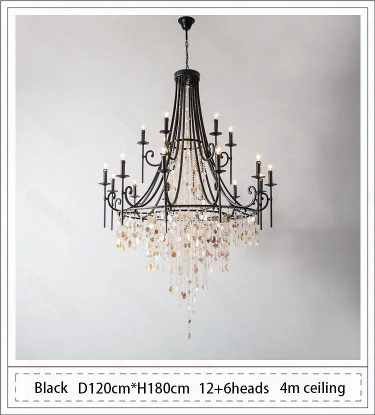American style duplex crystal chandelier villa living room staircase light