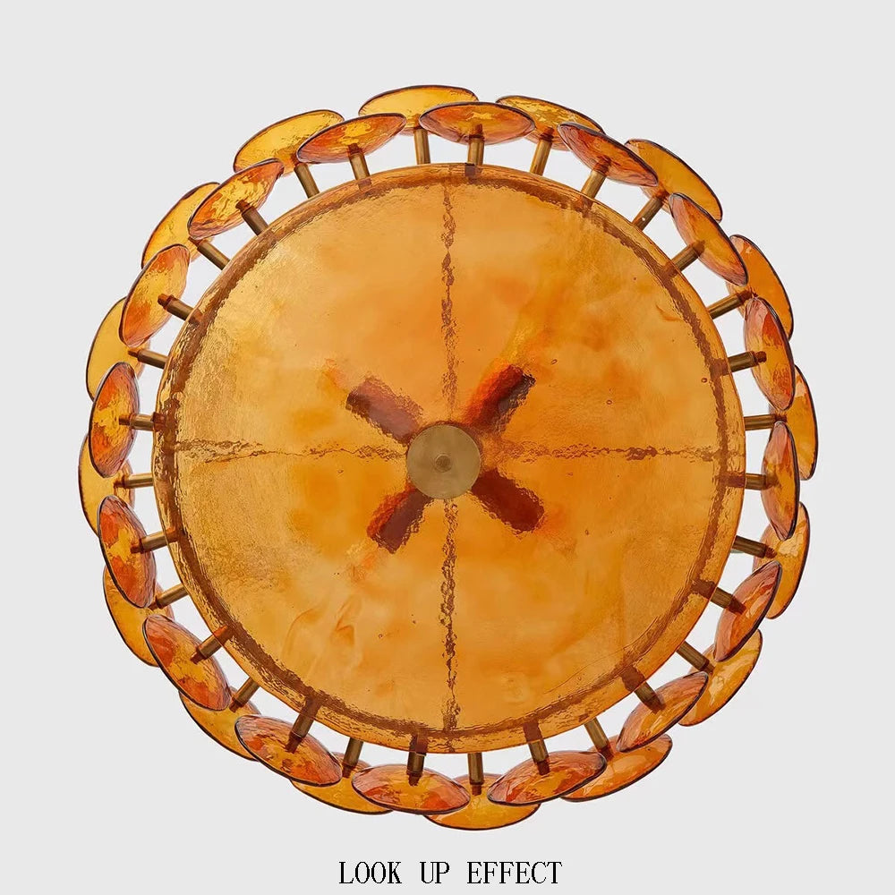 French Murano retro brown glass living room pendant light