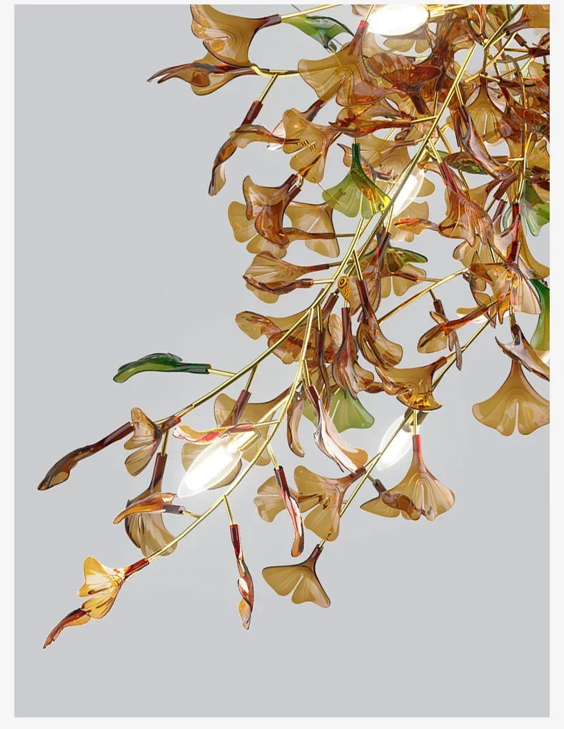 Green/Brown Ginkgo Leaf Restaurant chandelier