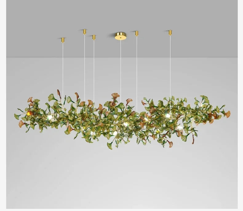 Green/Brown Ginkgo Leaf Restaurant chandelier