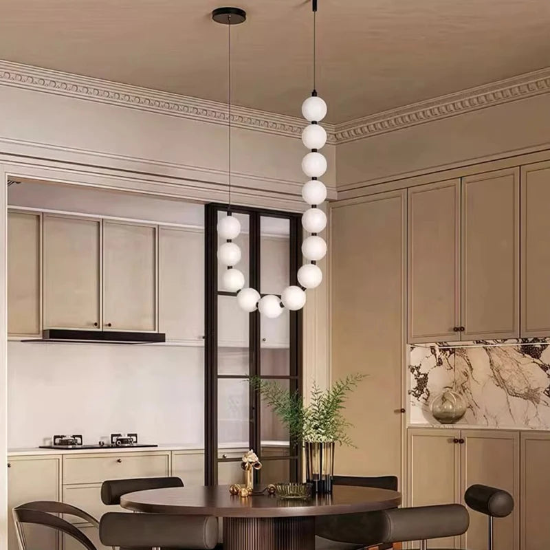 Modern minimalist white glass living room LED pendant light