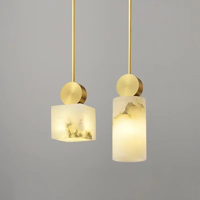 Nordic Gold Copper Marble LED Pendant Lamp