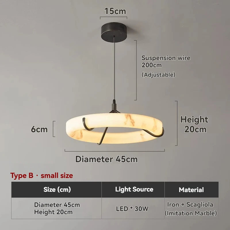 Minimalist artificial marble lamp living room LED pendant light