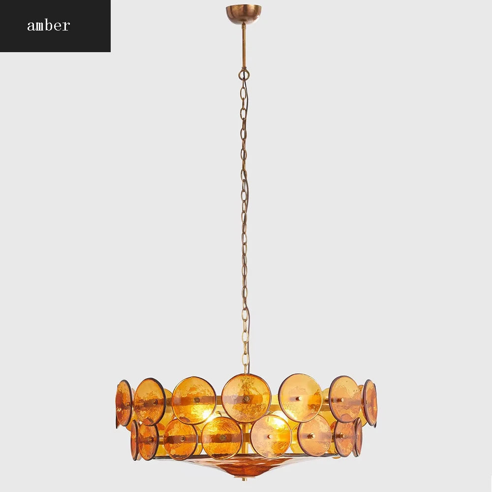 French Murano retro brown glass living room pendant light