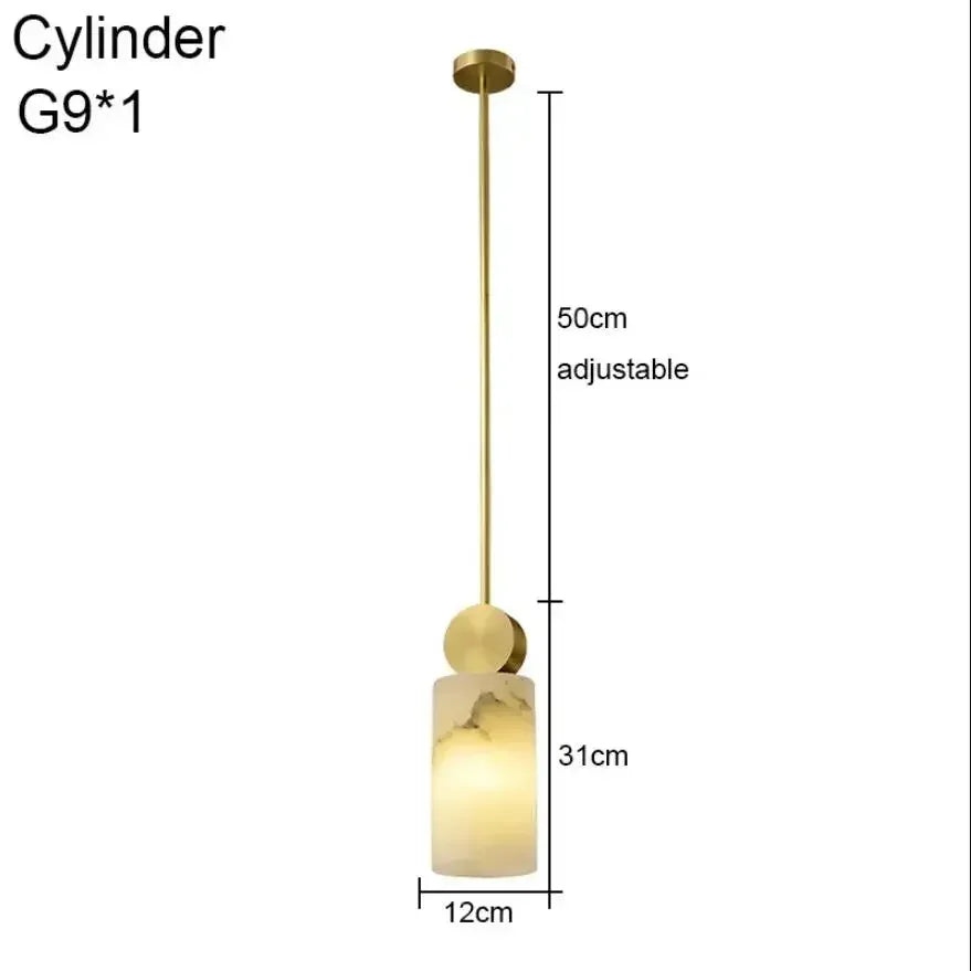 Nordic Gold Copper Marble LED Pendant Lamp