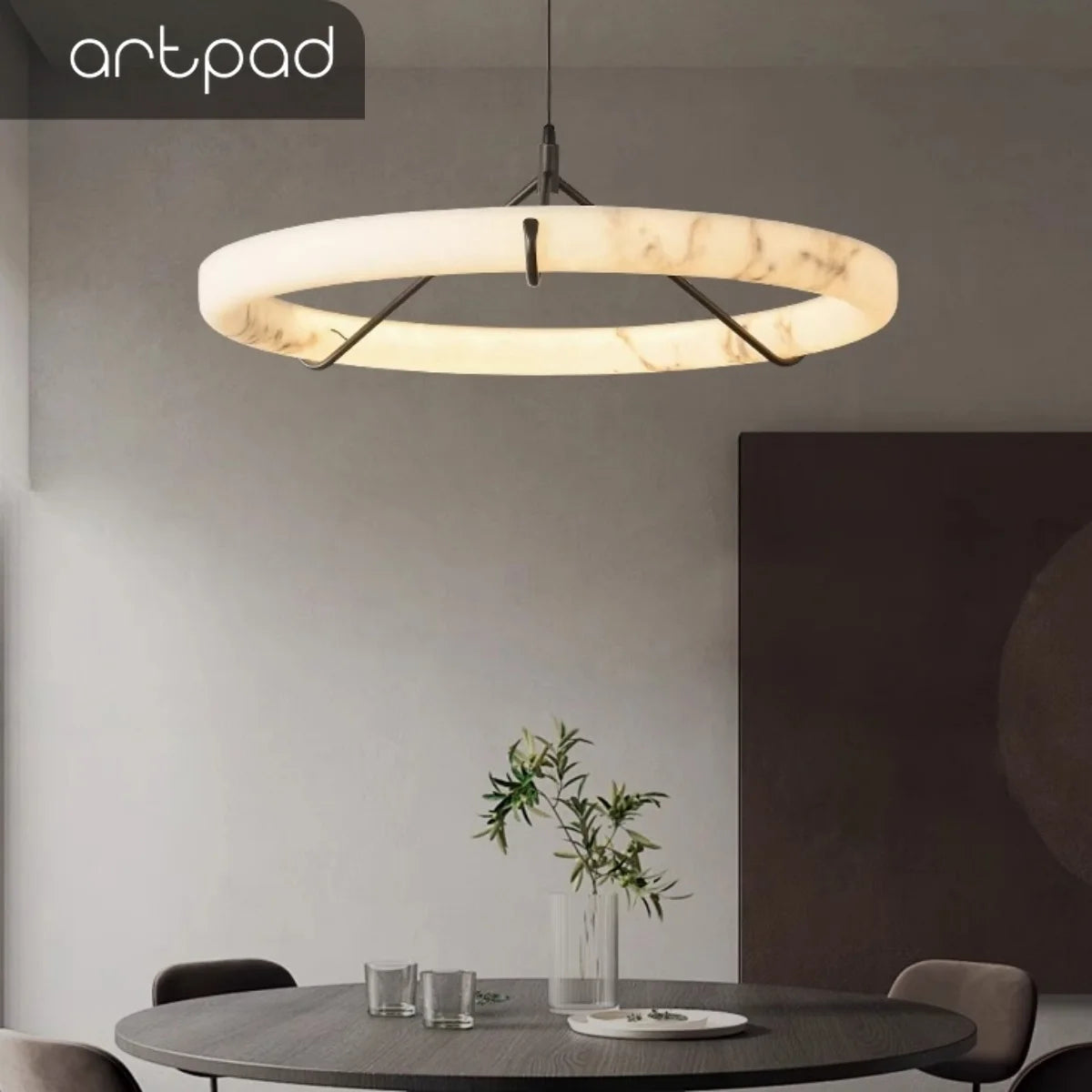 Minimalist artificial marble lamp living room LED pendant light