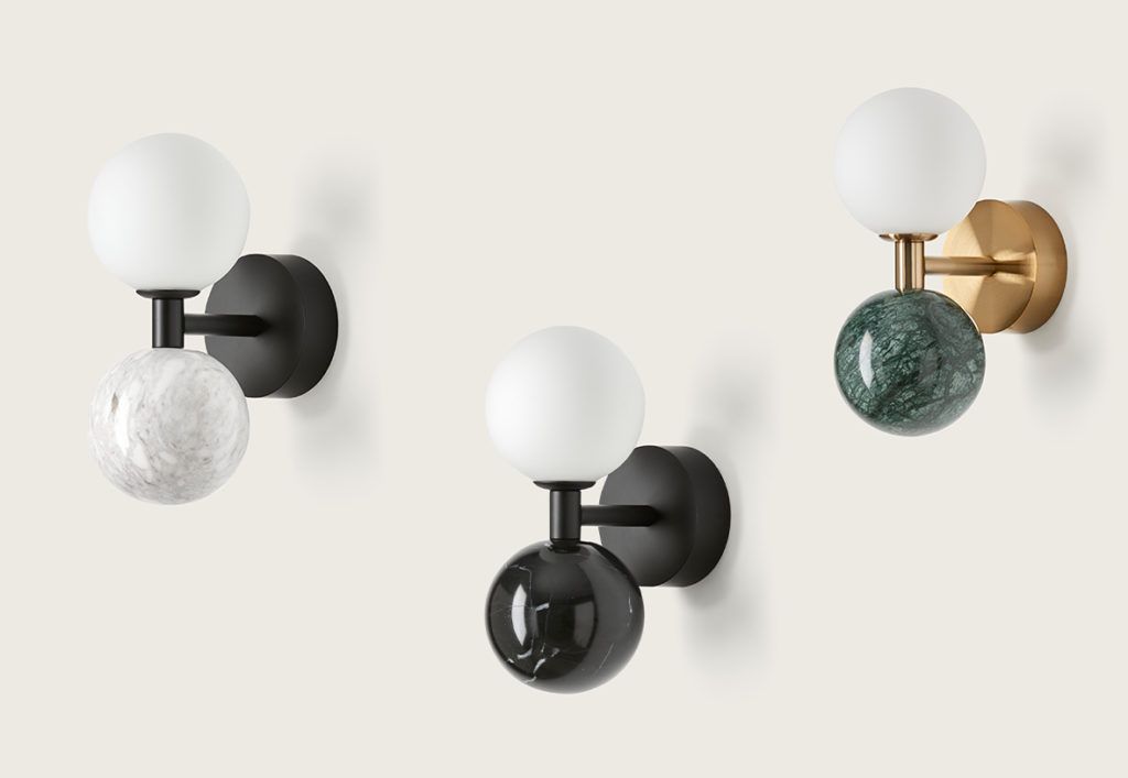 Dalt black and white marble wall lamp