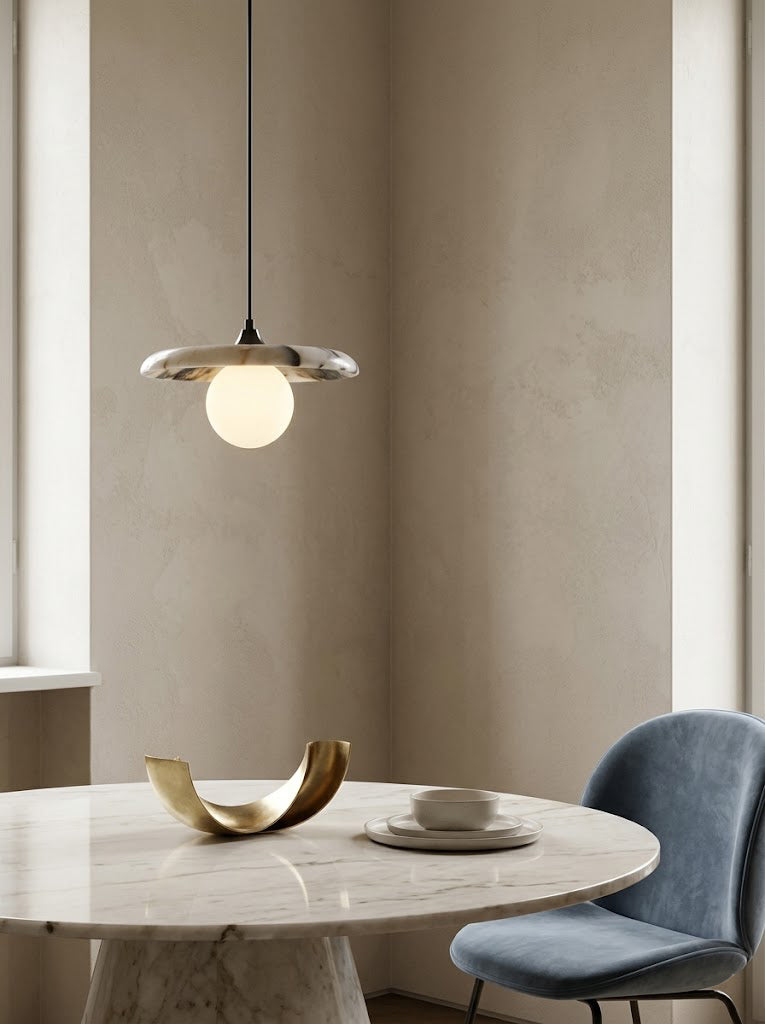 Natural Marble & Glass Pendant Light