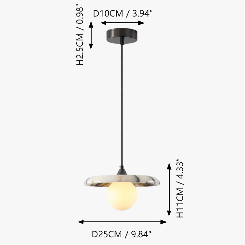 Natural Marble & Glass Pendant Light