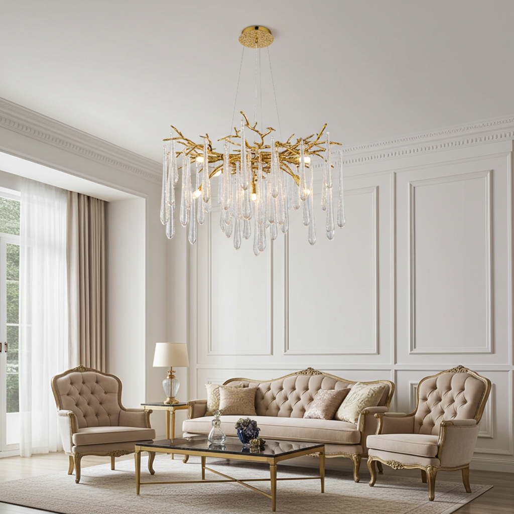American-style luxurious round crystal chandelier