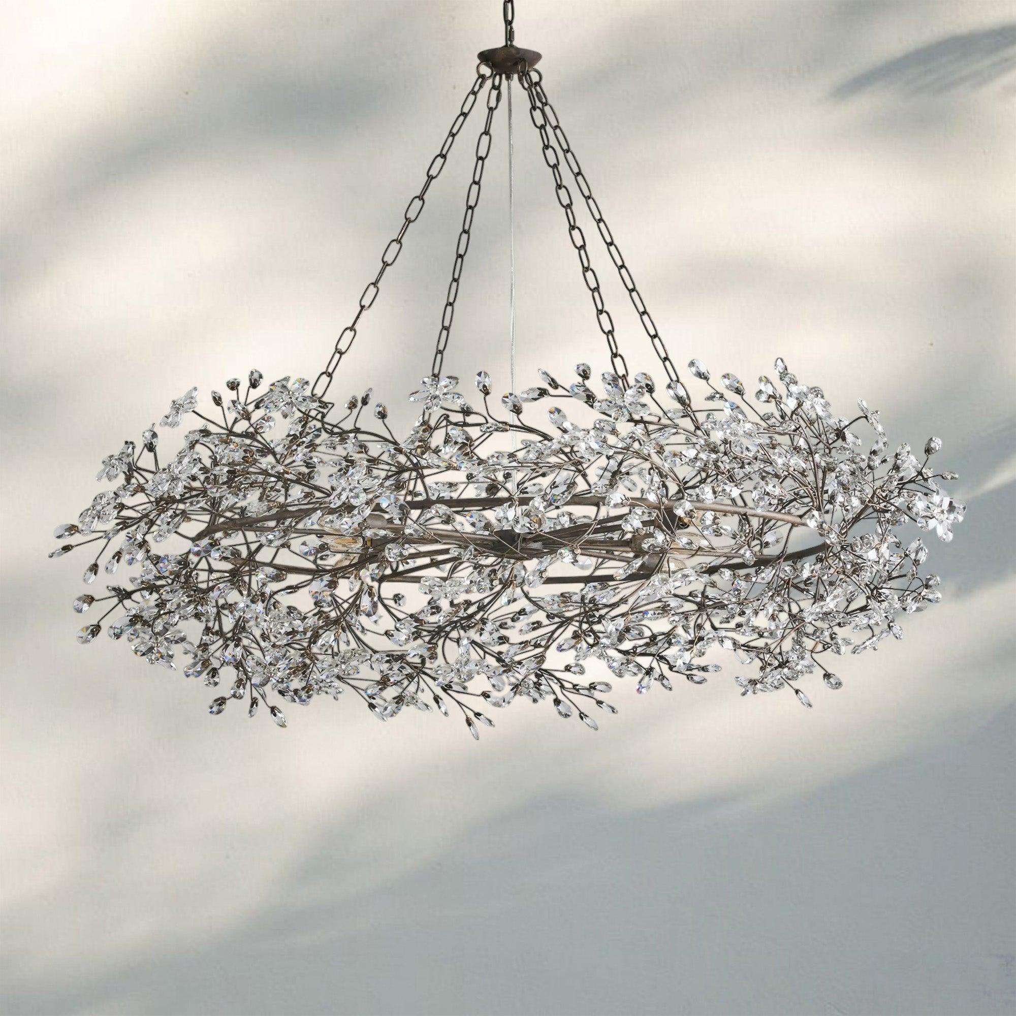 Fiore Crown Crystal Branch Chandelier 39" 48" 60“